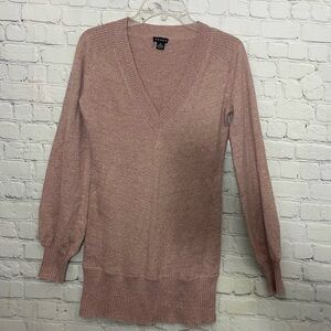 Seale Cashmere Pink Shimmer Long Sleeve V- Neck Collar Size Small